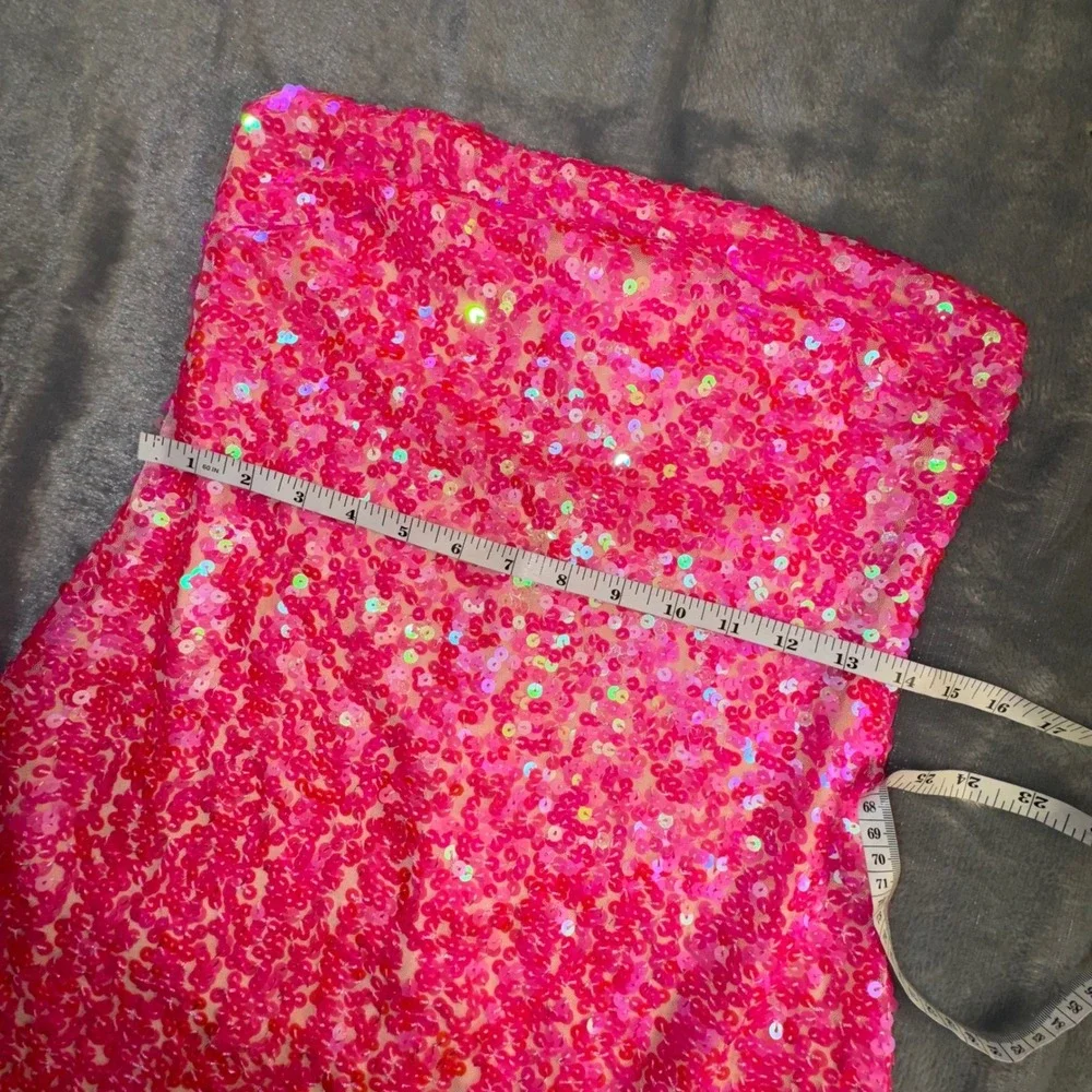 Show Me Your Mumu Sequin Mini On My Way Dress Small Hot Pink Strapless Hoco - Picture 5 of 16